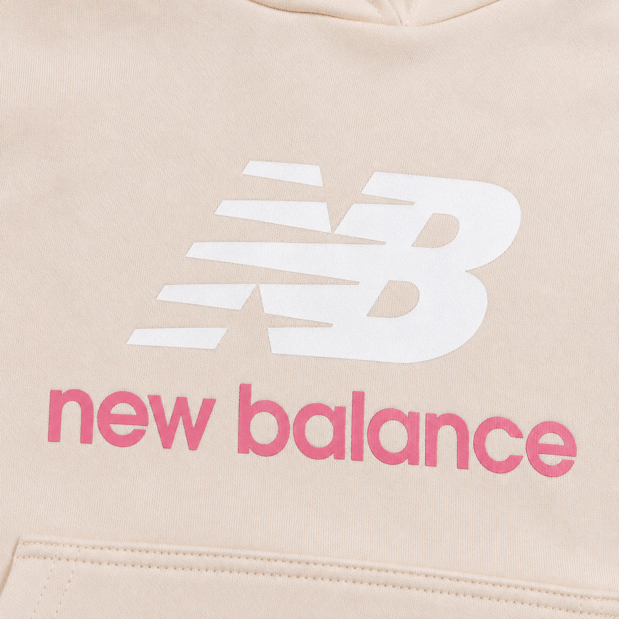 New Balance FT Stacked Logo Hoodie LAKG0207-BIS | Felpa con Cappuccio Bambina | Bisque