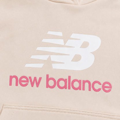 New Balance FT Stacked Logo Hoodie LAKG0207-BIS | Felpa con Cappuccio Bambina | Bisque