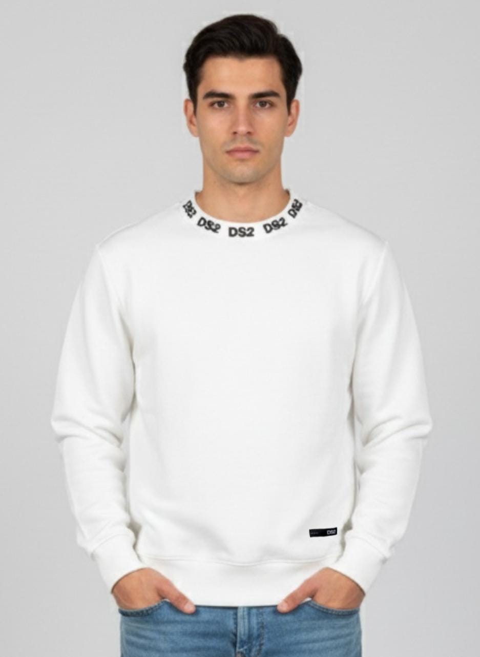 DS2 FELPA GIROCOLLO 100% COTONE OFF WHITE FW25223