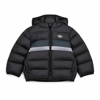 Adidas AOR Puffer Blocking Piumino Imbottito Bambino e Neonato Unisex Design Color Block Nero Poliestere Autunno Inverno Taglie 3 Mesi-4 Anni KR4648