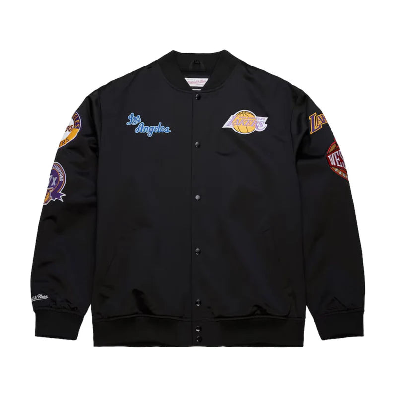 Mitchell & Ness NBA BLACKOUT HEAVYWEIGHT SATIN JACKET LAKERS JK15027-LALBLCK