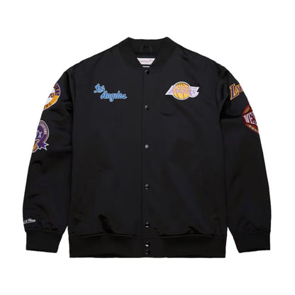 Mitchell & Ness NBA BLACKOUT HEAVYWEIGHT SATIN JACKET LAKERS JK15027-LALBLCK