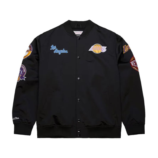 Mitchell & Ness NBA BLACKOUT HEAVYWEIGHT SATIN JACKET LAKERS JK15027-LALBLCK