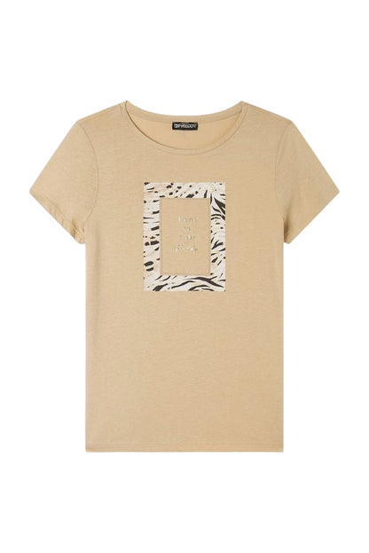 FREDDY T-SHIRT MANICA CORTA IRISH CREAM - ZEBRA ANIMALIER S25WSLT3-Z80AN3