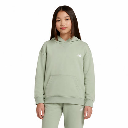 New Balance French Terry Small Logo Hoodie LAKG0056-SRV | Bambina | Silver Moss