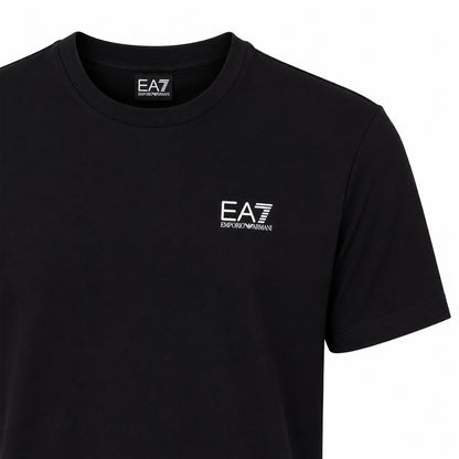 EA7 Maglietta nera per ragazzi, comoda, moderna, con elegante marchio dorato. 7B000350-UC001