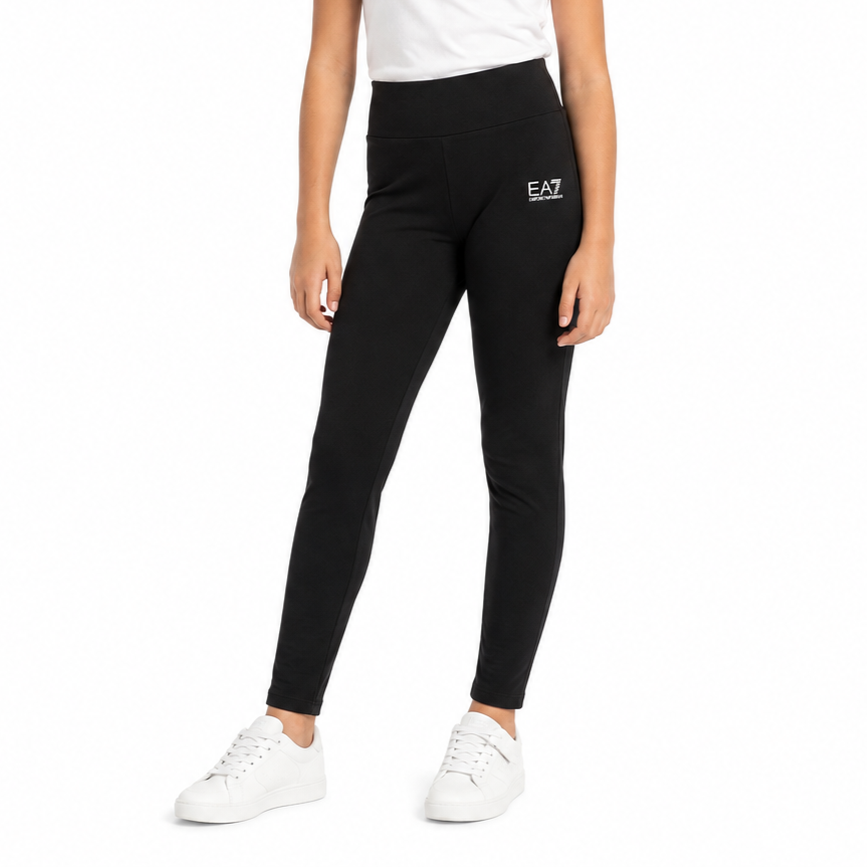 EA7 Leggings Bambina in Cotone Nero e Bianco - 7G000171-MC001 – foto 4
