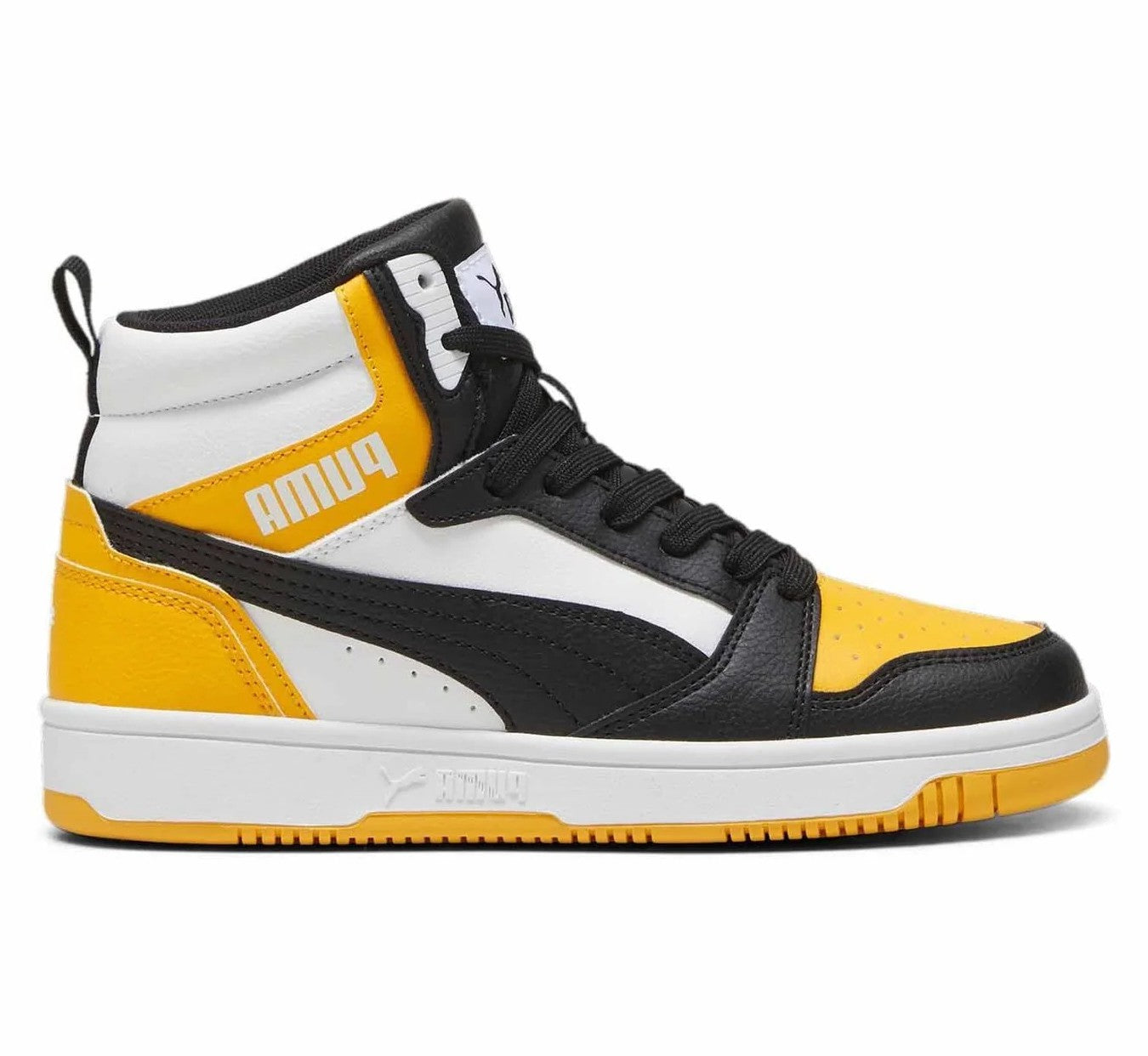 PUMA REBOUND V6 MID JR PUMA WHITE-PUMA BLACK-TANGERINE 393831-19