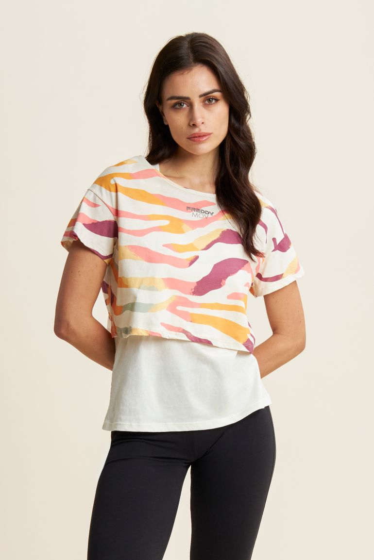 FREDDY T-SHIRT MANICA CORTA CREAM+ZEBRAANIMALIERMULTICOLOR S25WMVT1C-WAN117