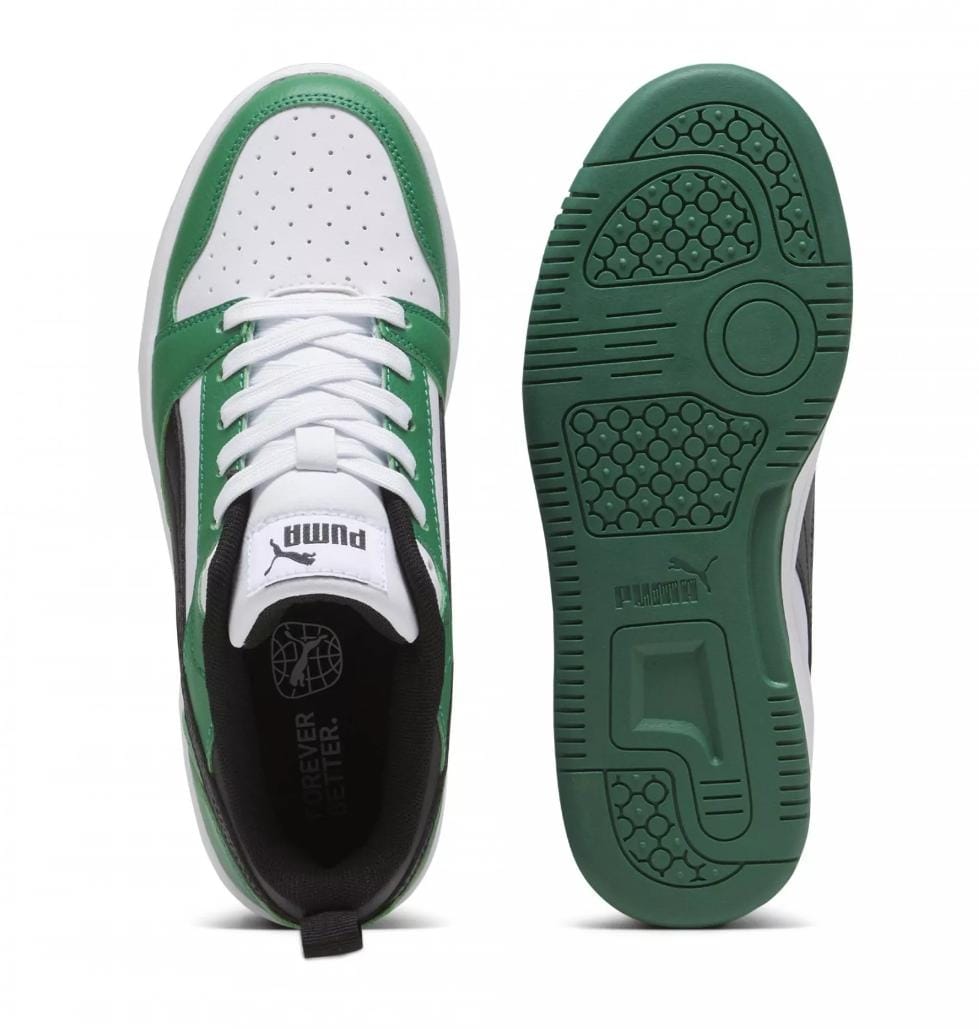 PUMA Puma Rebound V6 Lo Jr White- Black-Archive Green 393833-05