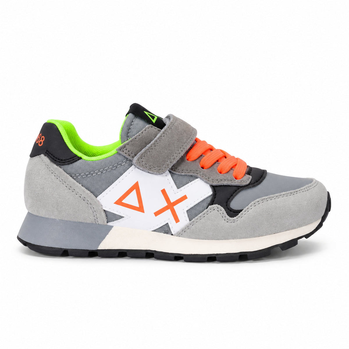 Sun68 Jaki Fluo Kid Z46323K-34 – Grigio | Scarpe sportive bambino in mesh con dettagli fluo, sneakers casual per il tempo libero e l’uso quotidiano