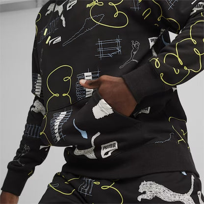 PUMA CLASSICS BRAND LOVE AOP HOODIE TR BLACK-AOP 624300-01