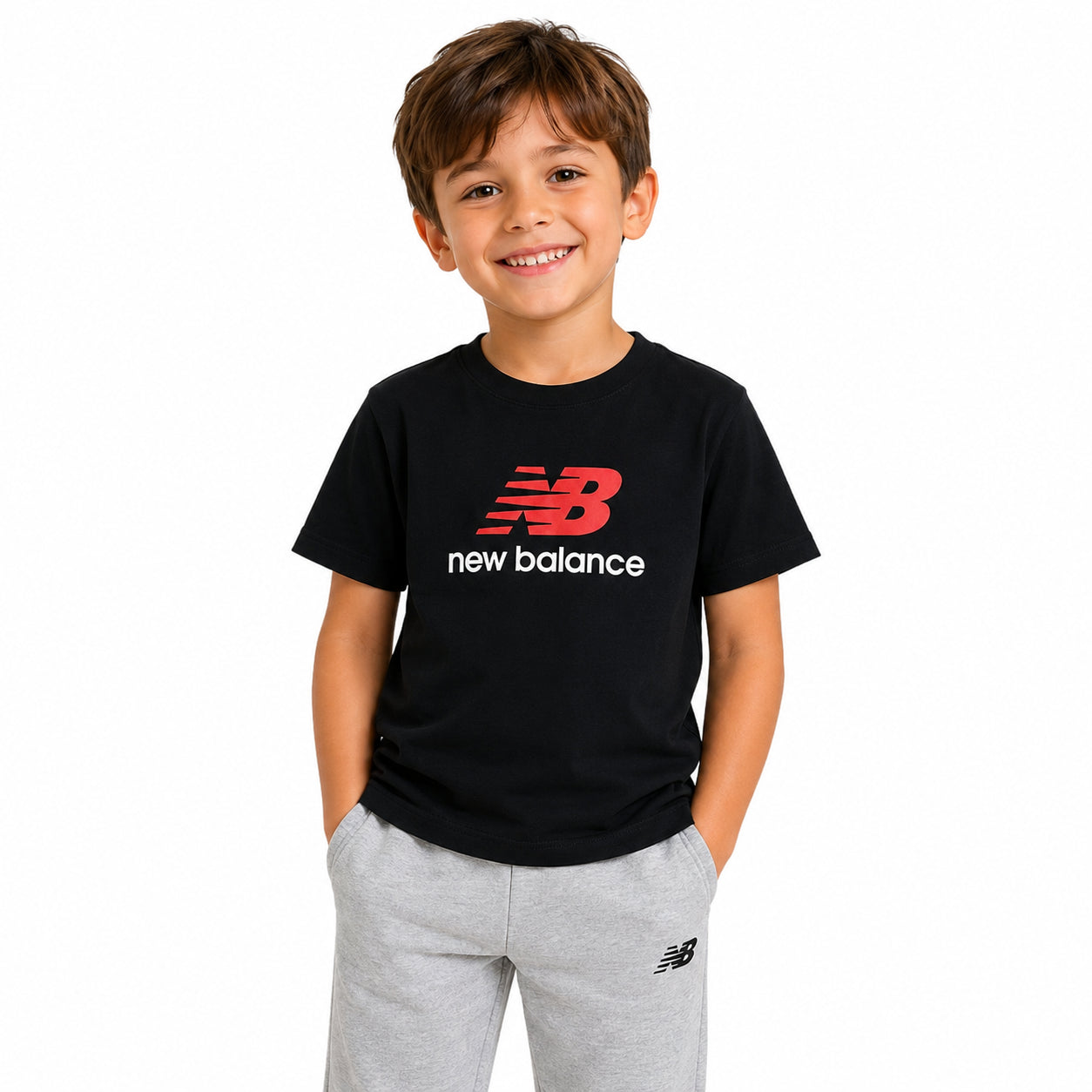 New Balance NB Stacked Logo Tee LAKB0297-BK | Unisex Bambino | Nero