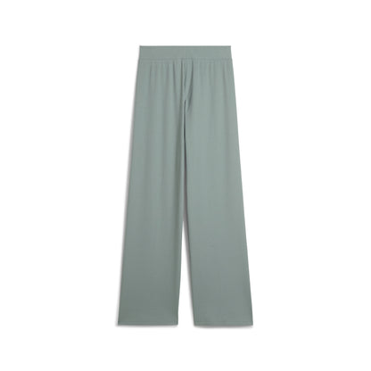 PUMA ESS ELEVATED HIGH-WAIST STRAIGHT LEG RIB PANT GREEN 685025-30