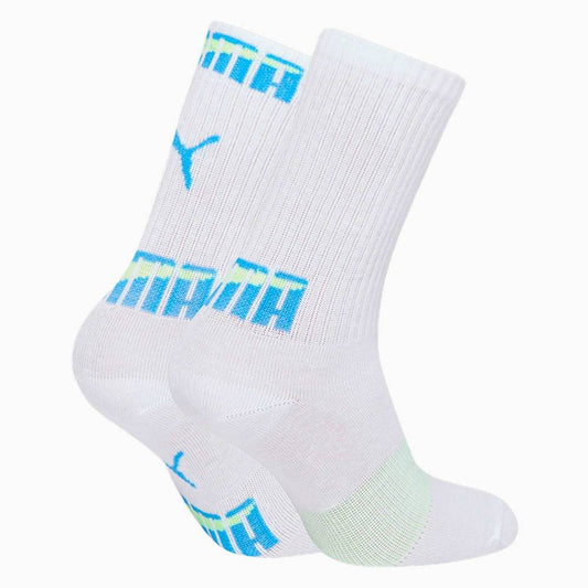 PUMA MULTI LOGO CREW SOCK 2P WHITE/REGAL BLUE 701223647-001