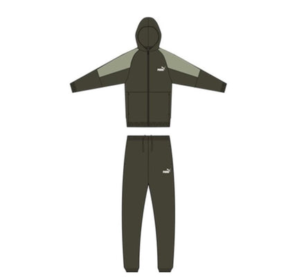 PUMA ESS BLOCK HOODED FULL-ZIP SWEAT SUIT FL B GREEN 689724-70