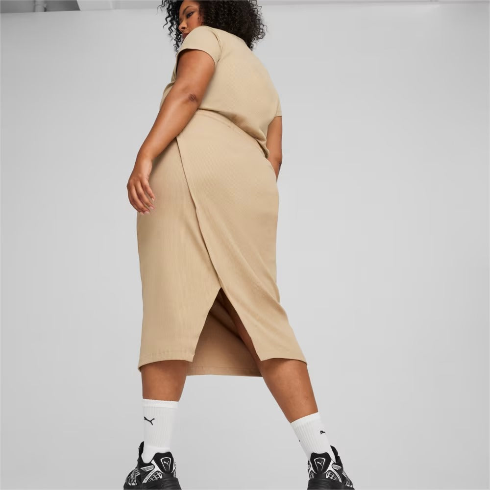 PUMA CLASSICS RIBBED MIDI SKIRT PRAIRIE TAN 624265-83