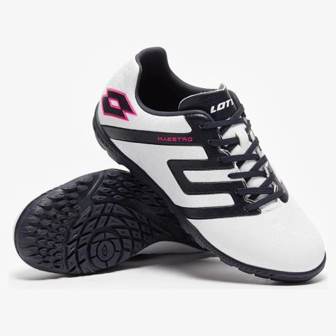 Lotto MAESTRO 700 IV TF JR ALL WHITE/NAVY BLUE scarpe calcetto bambini/ragazzi bianco/blu 214650-1E6
