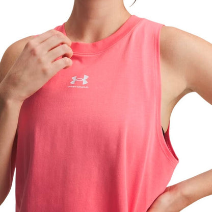 Under Armour Rival Muscle Tank – Canotta donna rosa (Bittersweet Pink) in cotone – 1383659-600