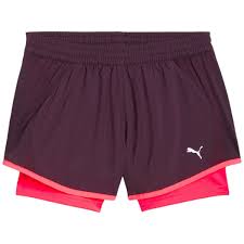 PUMA RUN FAVORITE VELOCITY  2IN1 3" SHORT W MIDNIGHT PLUM-SUNSET GLOW 525763-44
