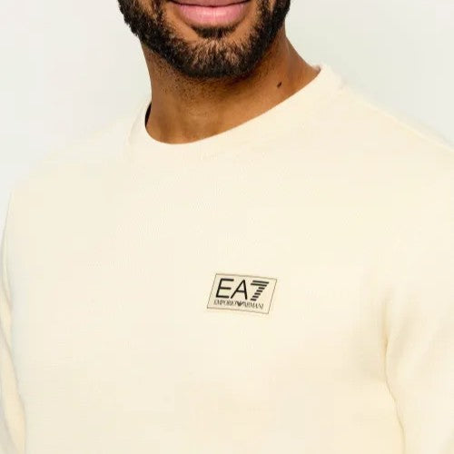 EA7 Felpa Uomo Girocollo in Cotone Panna - 7M002231-U1079 – foto 5