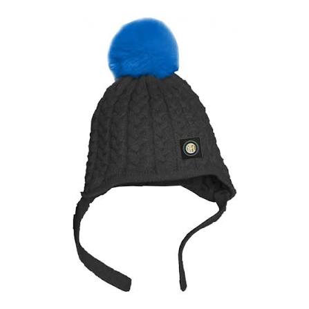 Inter Cappello Pom Pom 151539 – Nero, berretto unisex bambino in acrilico con pompon, accessorio per piccoli tifosi interisti, idea regalo per il tifo