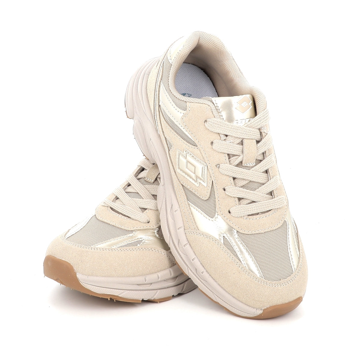 Lotto Boston AMF Patent JR – Scarpe sportive ragazzo unisex beige in nabuk e mesh – 224128-5V3