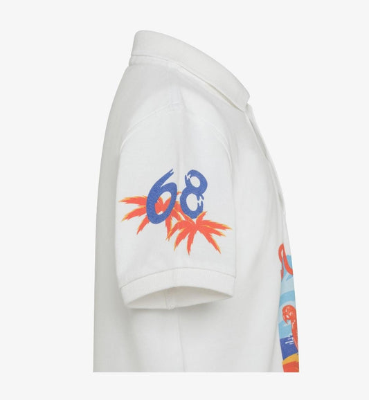 Sun68 BOY'S POLO ALL OVER PRINT S/S	BIANCO/ARANCIO A34342-0103