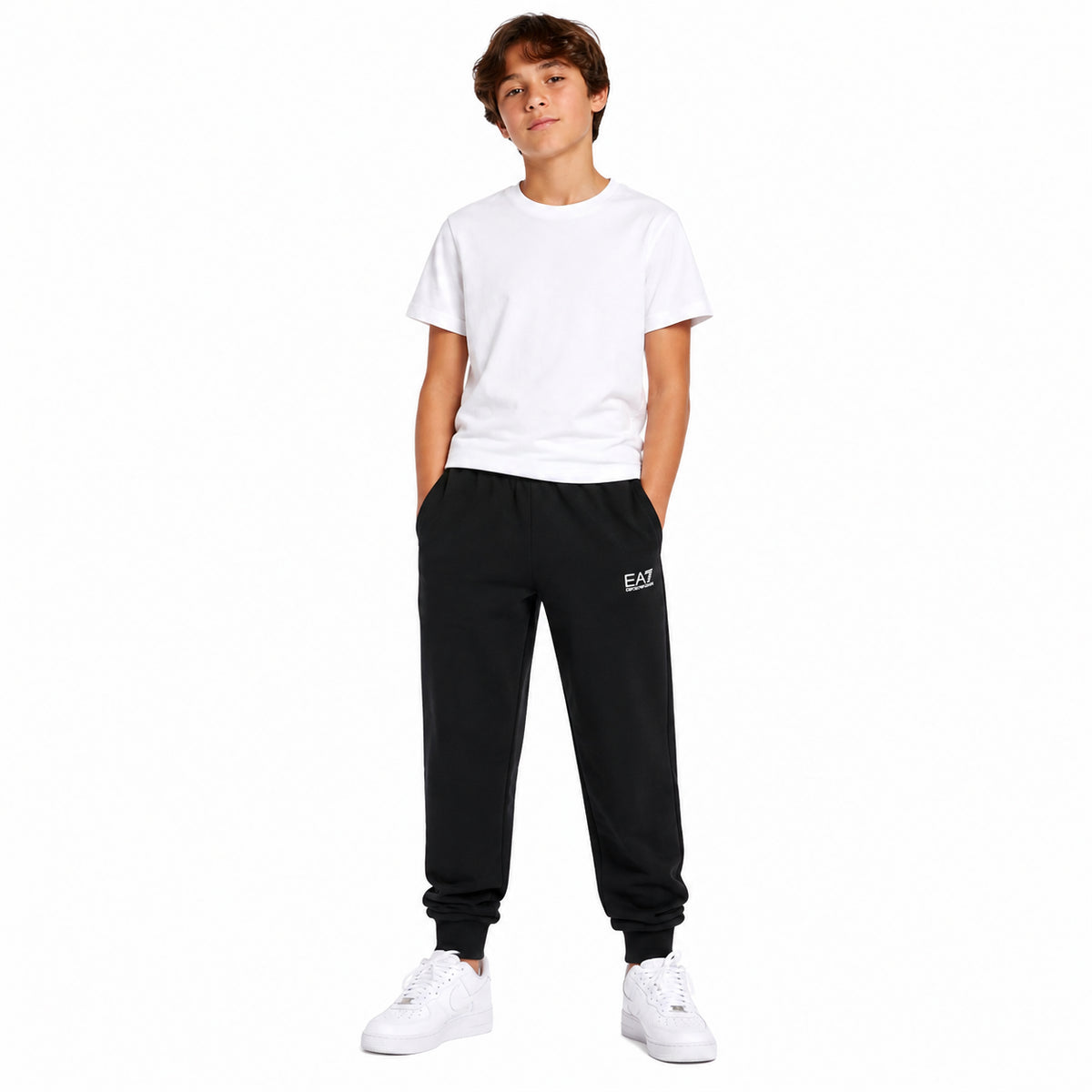 EA7 Pantaloni Bambino Jogger Fleece Nero - 7B000163-UC001 – foto 5