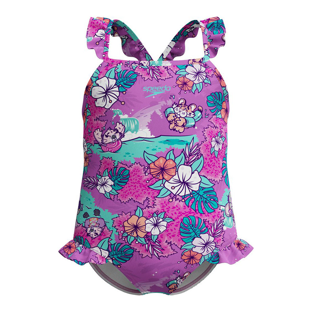 speedo Girls  Learn to Swim Printed Frill Thinstrap 8-00314618239