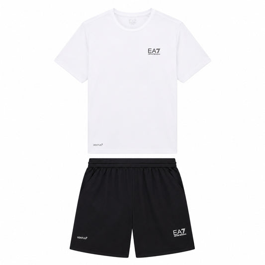 EA7 Emporio Armani Completo Maglia e Pantaloncino 8NPV03-21BA | Uomo | Bianco/Nero