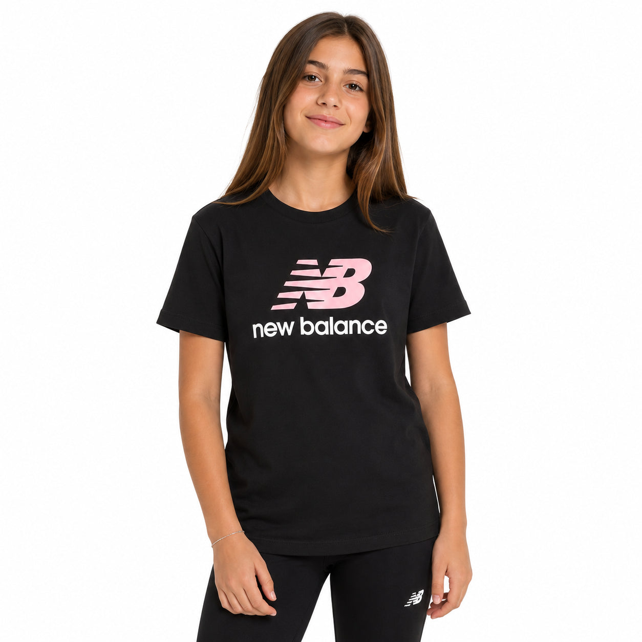 New Balance Jersey Stacked Logo Tee LAKG0183-BK | Bambina/Ragazza | Nero
