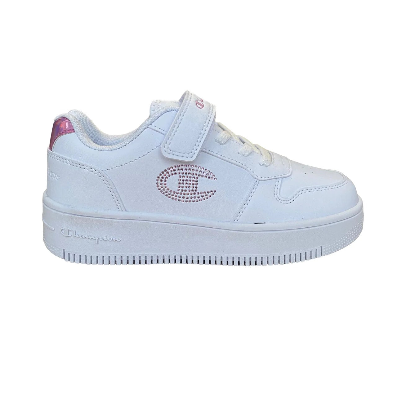 CHAMPION RD18 PLATFORM GLITTER G PS LOW CUT SHOE WHT/PINK S32830-WW010
