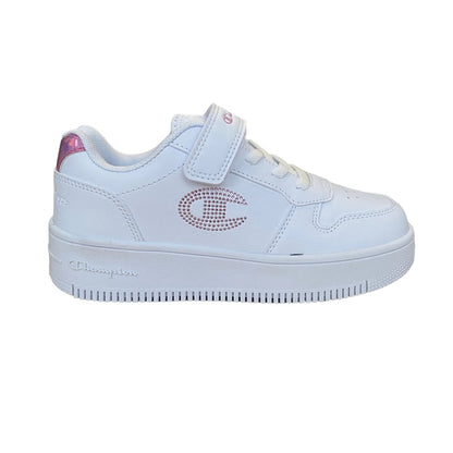 CHAMPION RD18 PLATFORM GLITTER G PS LOW CUT SHOE WHT/PINK S32830-WW010