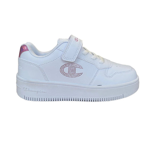 CHAMPION RD18 PLATFORM GLITTER G PS LOW CUT SHOE WHT/PINK S32830-WW010