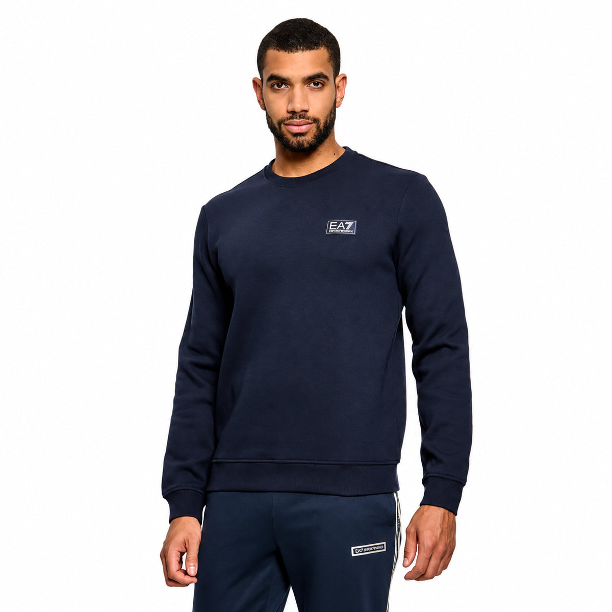 EA7 Felpa Uomo Girocollo in Cotone Blu - 7M002231-UB102 – foto 3