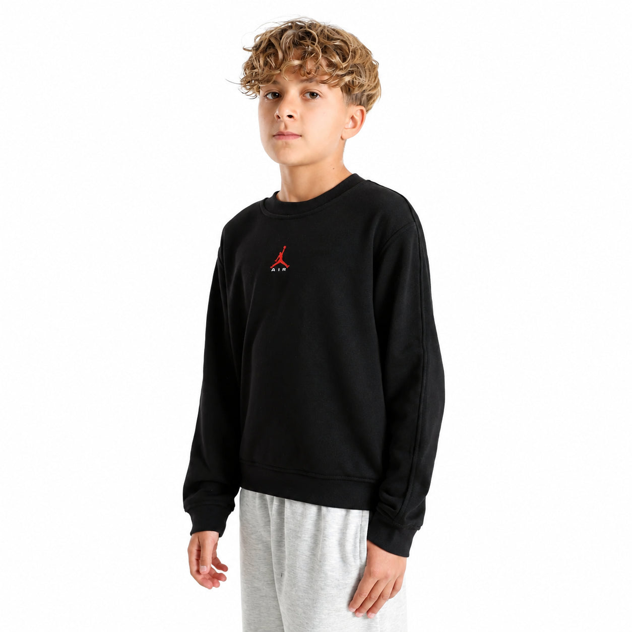 Jordan Brooklyn Fleece Crew – Felpa Bambino Nera