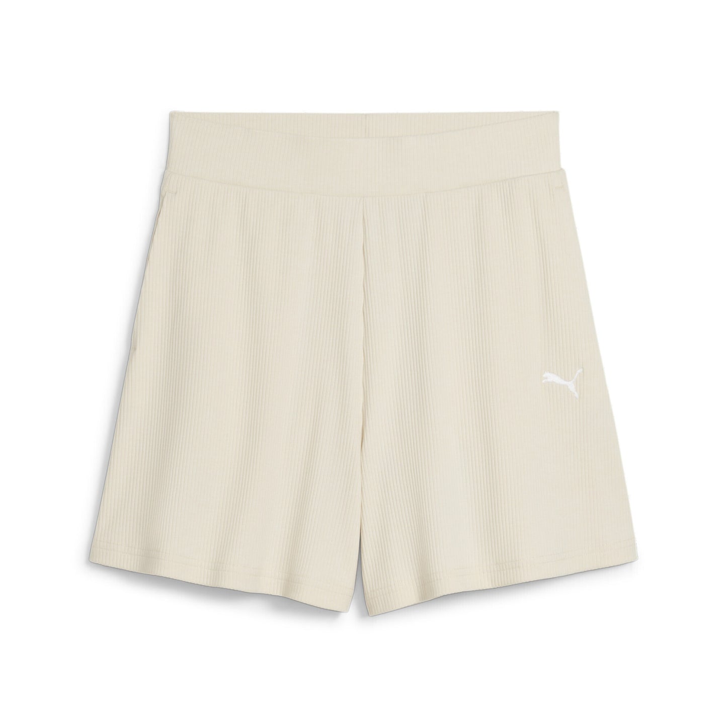 PUMA ESS ELEVATED HIGH-RISE RIB SHORTS 5" WHITE 685026-87