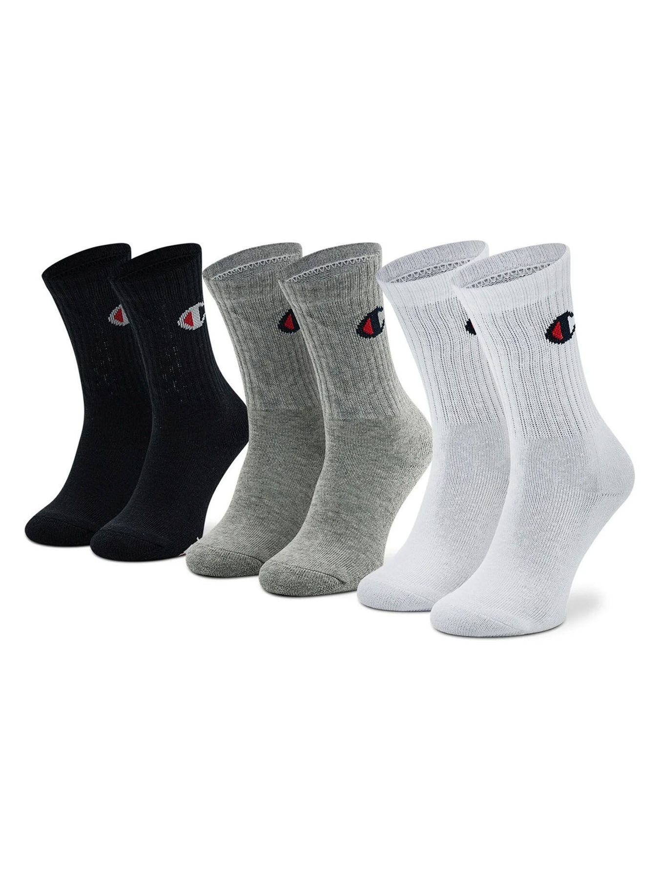 CHAMPION 3PK CREW SOCKS OXGM/WHT/NBK-NS U34578-EM006
