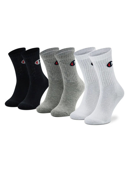 CHAMPION 3PK CREW SOCKS OXGM/WHT/NBK-NS U34578-EM006