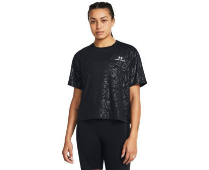 UNDER ARMOUR RUSH ENERGY EMBOSS CROP SS 1383640-001