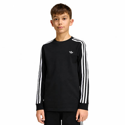 Adidas T-Shirt Bambino 3 Strisce Manica Lunga Nera KR6505