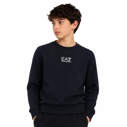 EA7 Felpa nera bambino elegante e confortevole, ideale per uno stile casual 7B000025-UC001