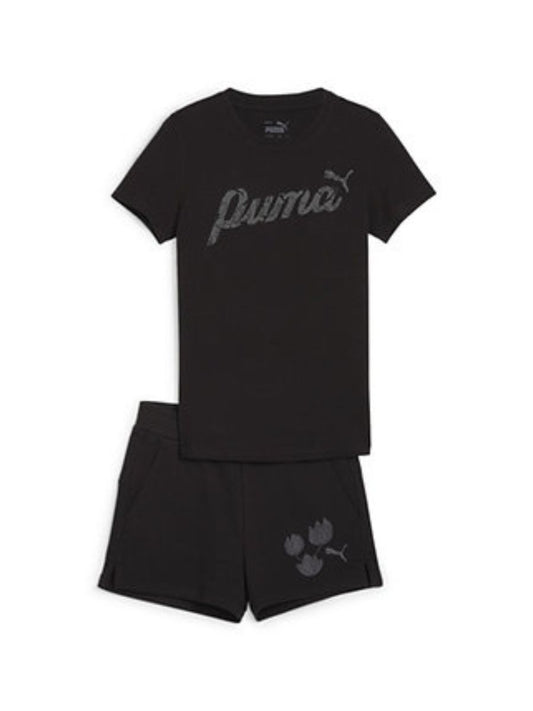PUMA BLOSSOM TEE & SHORTS SET G BLACK 680320-01