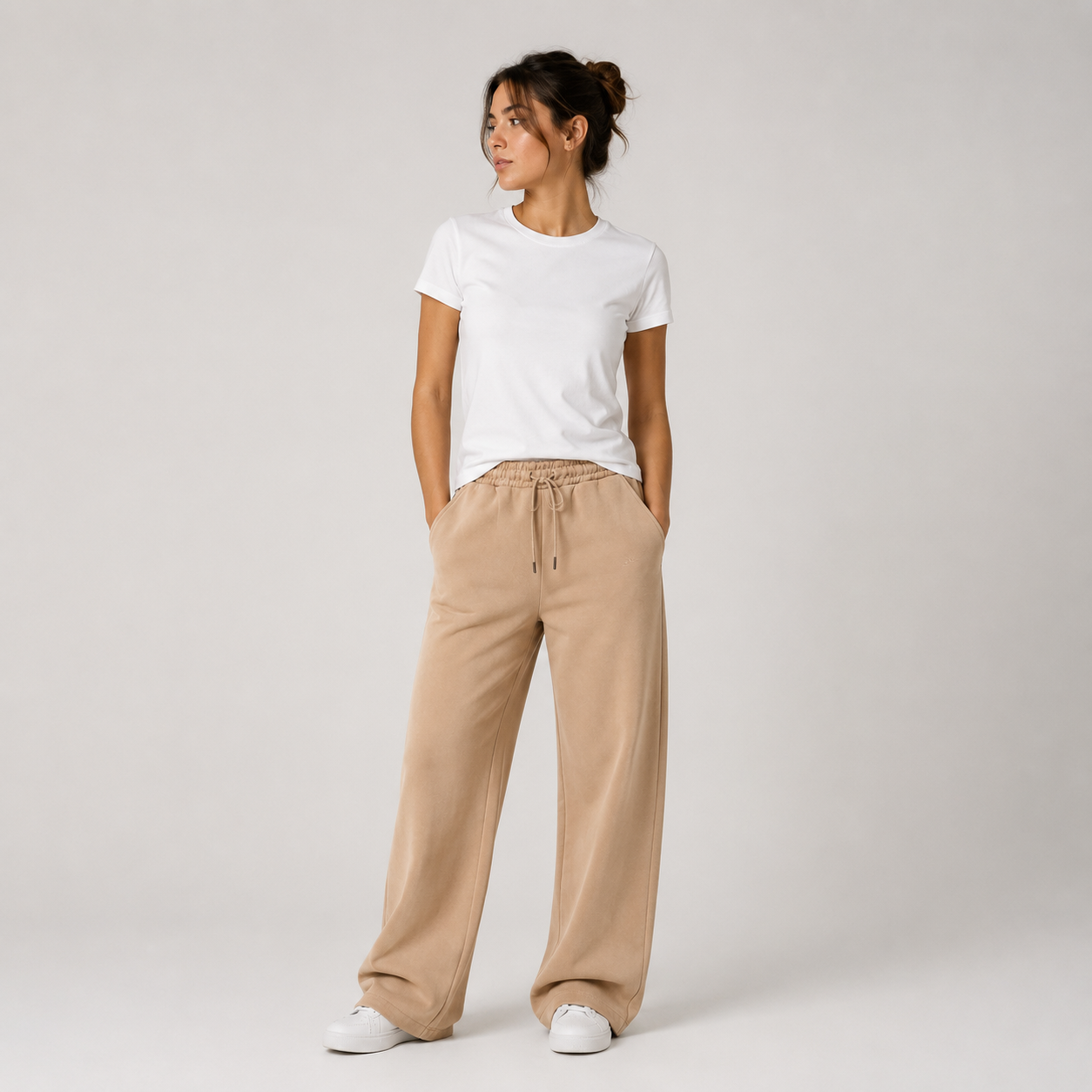 Starter Pantalone 41259 ST | Pantalone Tuta Donna Gamba Larga | Beige