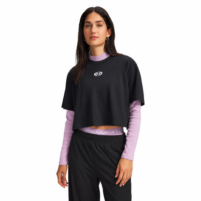 Under Armour T-Shirt Crop W Center 6015217-001 – Nero