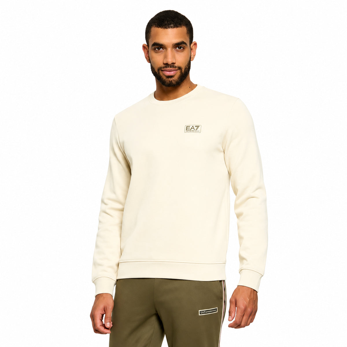EA7 Felpa Uomo Girocollo in Cotone Panna - 7M002231-U1079 – foto 3