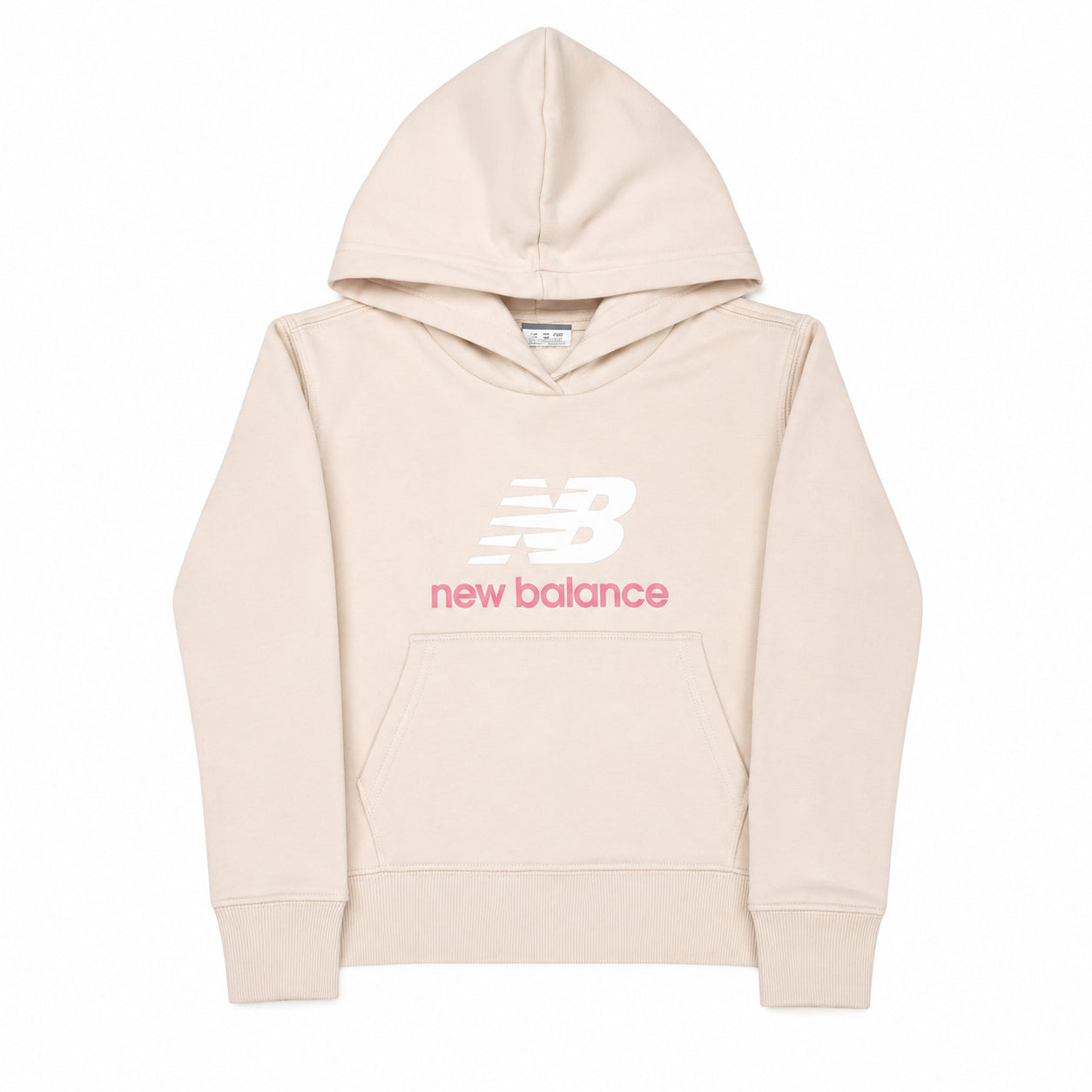 New Balance Stacked Logo FT Hoodie LAKG0248-BIS | Felpa con Cappuccio Bambino/a | Bisque
