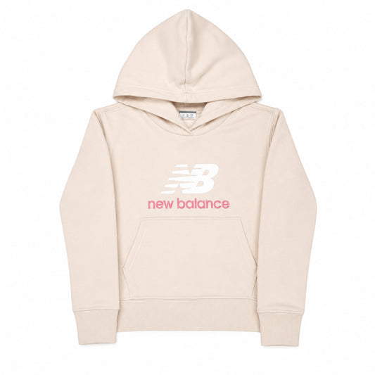 New Balance Stacked Logo FT Hoodie LAKG0248-BIS | Felpa con Cappuccio Bambino/a | Bisque