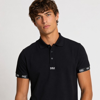 DS2 Polo Piqué SS26305 | Polo Uomo Manica Corta | Nero/Bianco – foto 5